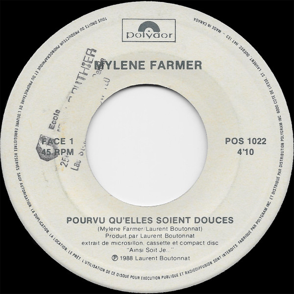 Pochette de Pourvu Qu'Elles Soient Douces, édition 1988 Canada
